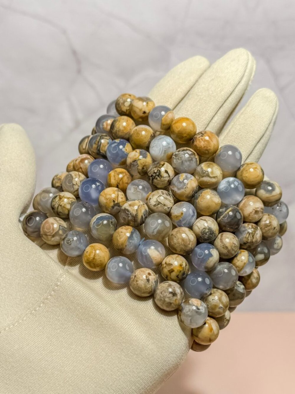 Chalcedony Beaded Bracelet (Bead size: 9mm-10mm)